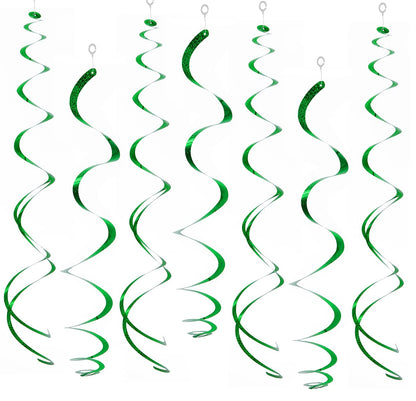 30 pcs Green Hanging Swirl Decorations Ceiling Swirls Party Decorations Plastic Party Streamer, 26"