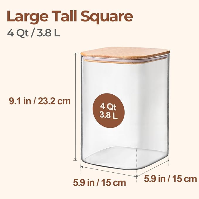 ComSaf 2Pcs Large Glass Storage Containers