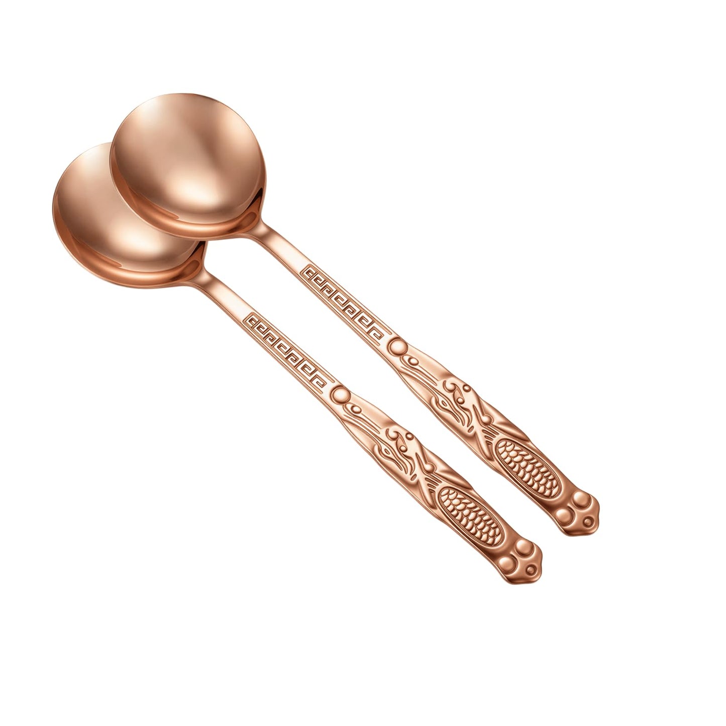 PurCoperx 7.87 Inch Pure Copper Spoon, 100% Hand Forged Vintage Copper Spoon, Suitable for Family Gatherings, Restaurants, Desserts, Sugar, and Ice Cream (2)