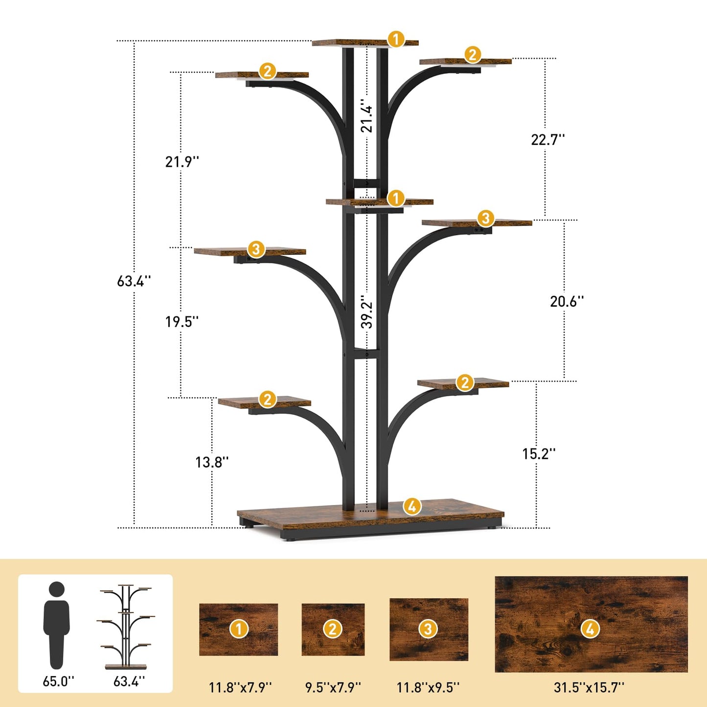 XCSOURCE Plant Stand Indoor with Grow Light, 9-Tiered Plant Shelf Display Rack Holder, Flower Stand for Multiple Plants, Living Room, Garden, Patio