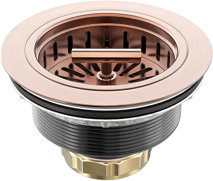 KONE Copper Sink Drain 3.5 Inch Kitchen Sink Drain Assembly Stainless Steel