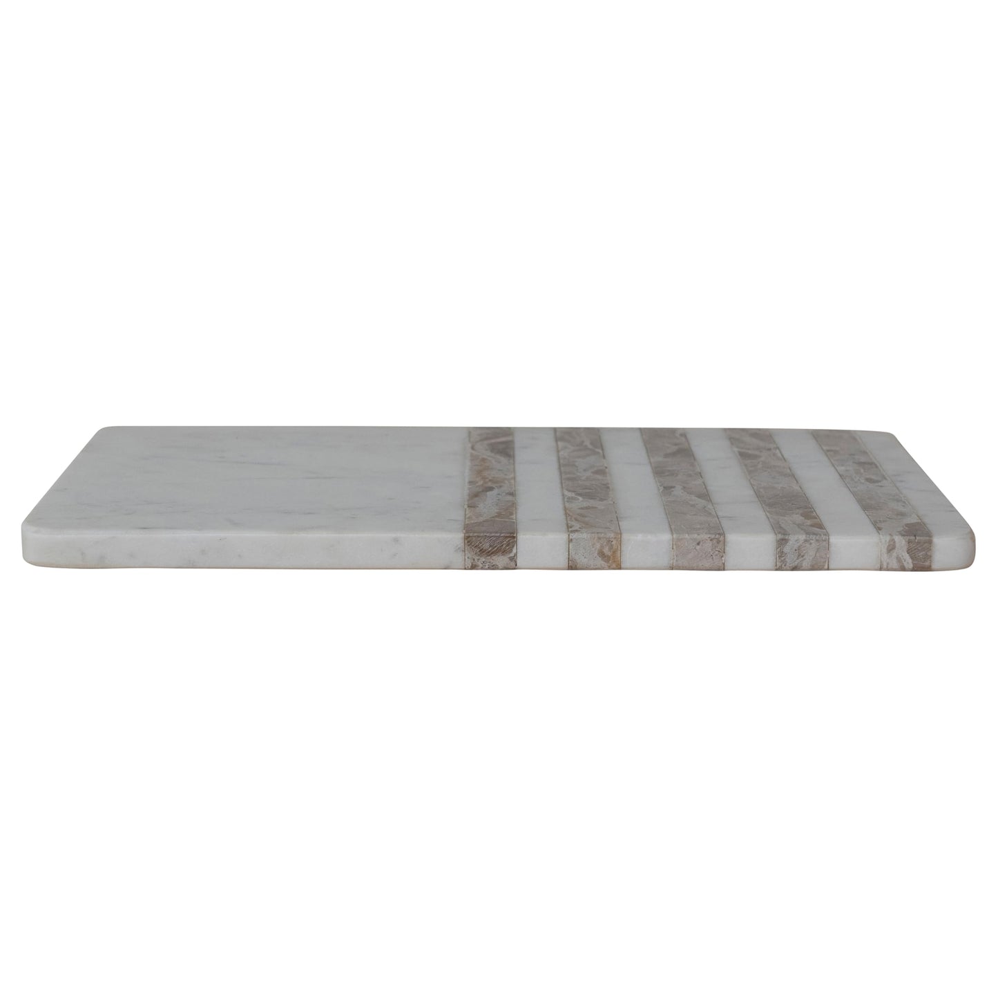 Creative Co-Op Marble Cheese and Serving Board with Striped Design, White