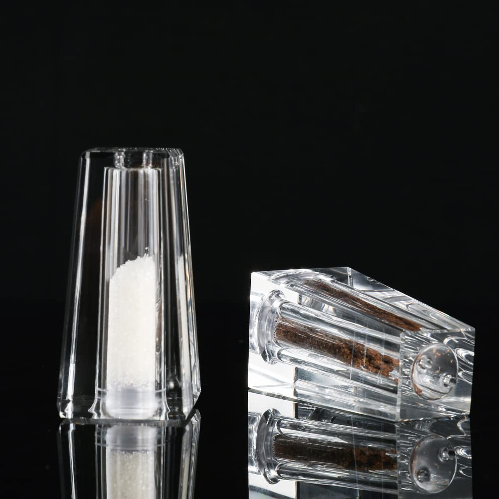 Maxistal Salt and Pepper Shaker Set Spice Dispenser Refillable Design Cut Crystal Seasoning Shaker Kitchen Decor for Cooking Table, RV, Dinner Party, Camping BBQ (Set Of 2)