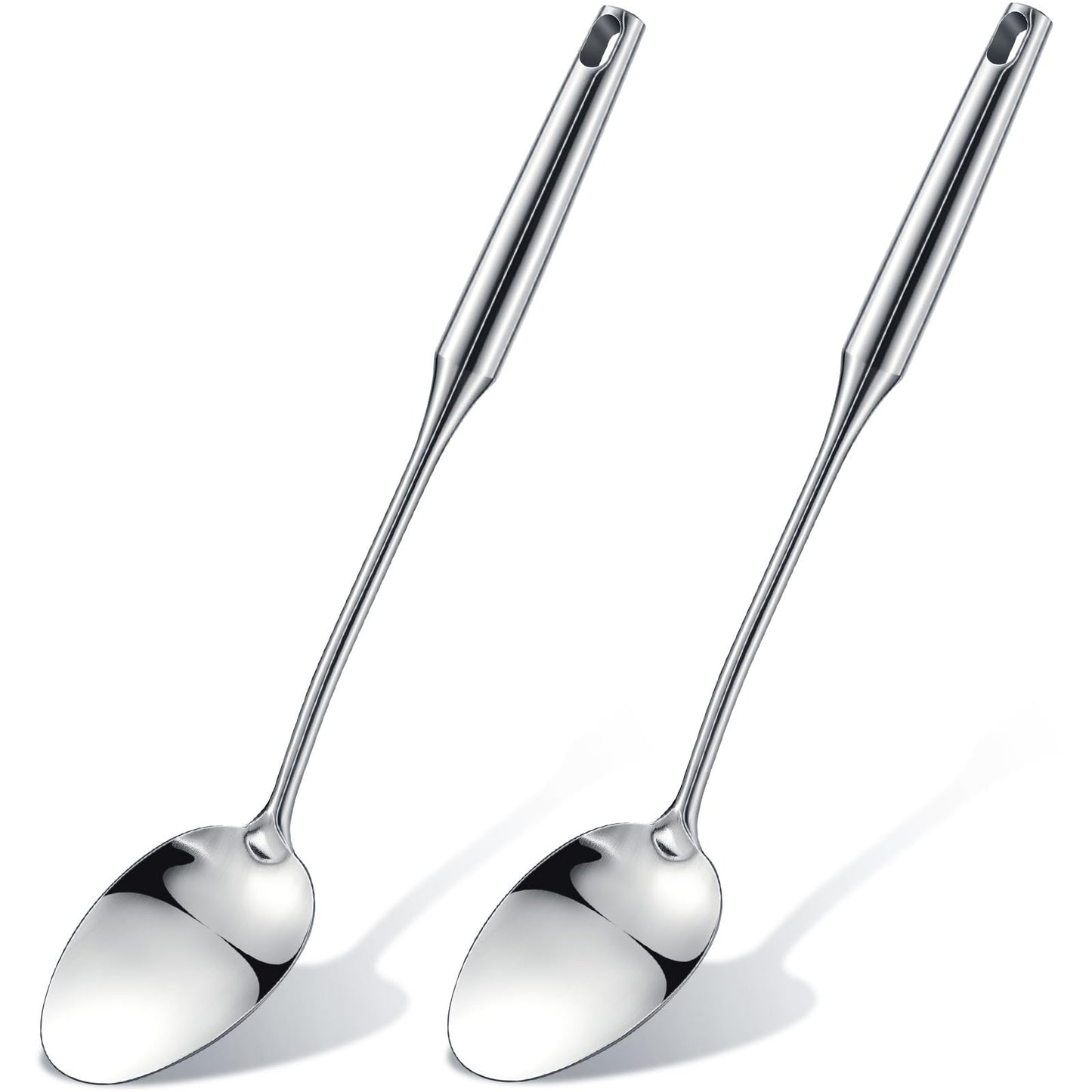 LOYIM 2 Pcs Stainless Steel Cooking Spoon, 15'' Large Stainless Steel Solid Serving, Basting Spoon for Cooking, Kitchen Non-stick and Heat Resistant, Dishwasher Safe, Easy to Clean