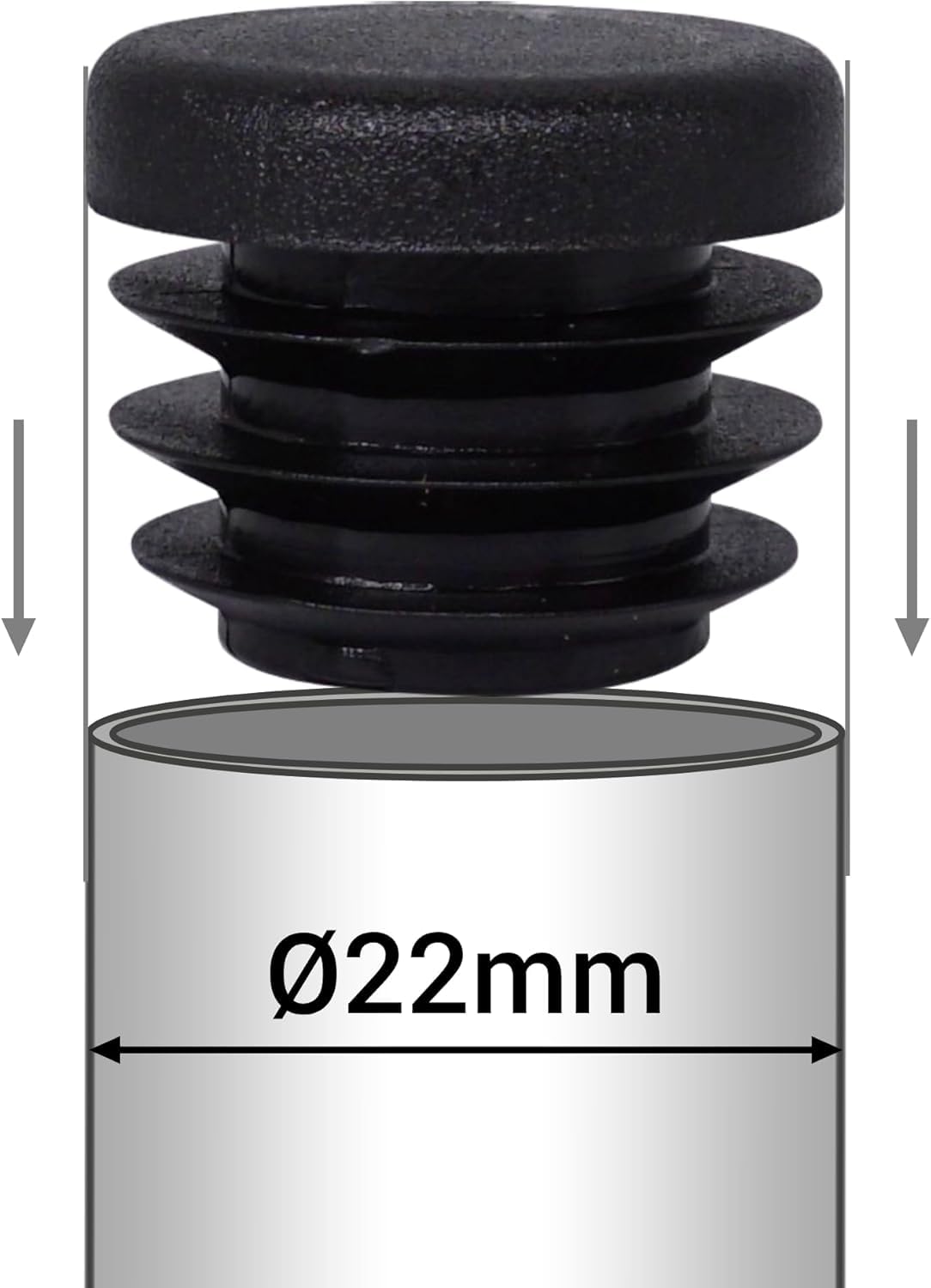 (Pack of 10) Round Tube Inserts 7/8" (22 mm), Fence Post Plugs, Black Plastic Tube End Caps, Pipe Plugs, Jet Black RAL 9005