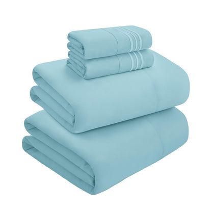 Mocassi Full Size 4-Piece Bed Sheet Set - 1800 Premium Hotel Quality Microfiber 18-24 Inches Extra Deep Pocket Fitted Sheet- Luxury Soft, Breathable, Wrinkle, and Fade Resistant, Aqua Blue