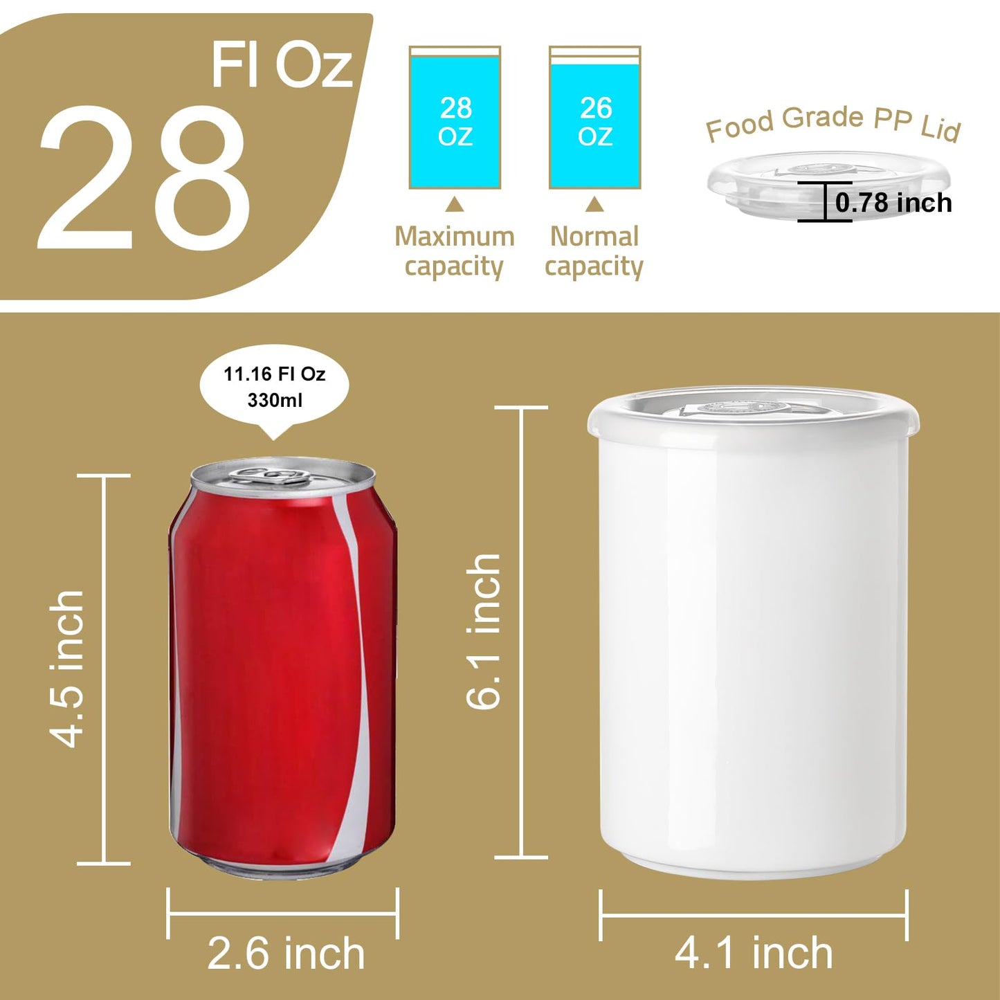 Sweejar Ceramic Food Storage Jar, Salt Container with Airtight Plastic Lid & Date Tracker, 28 Oz Kitchen Canisters for Flour, Rice, Sugar, Coffee, Spices, Pantry Organization (White)