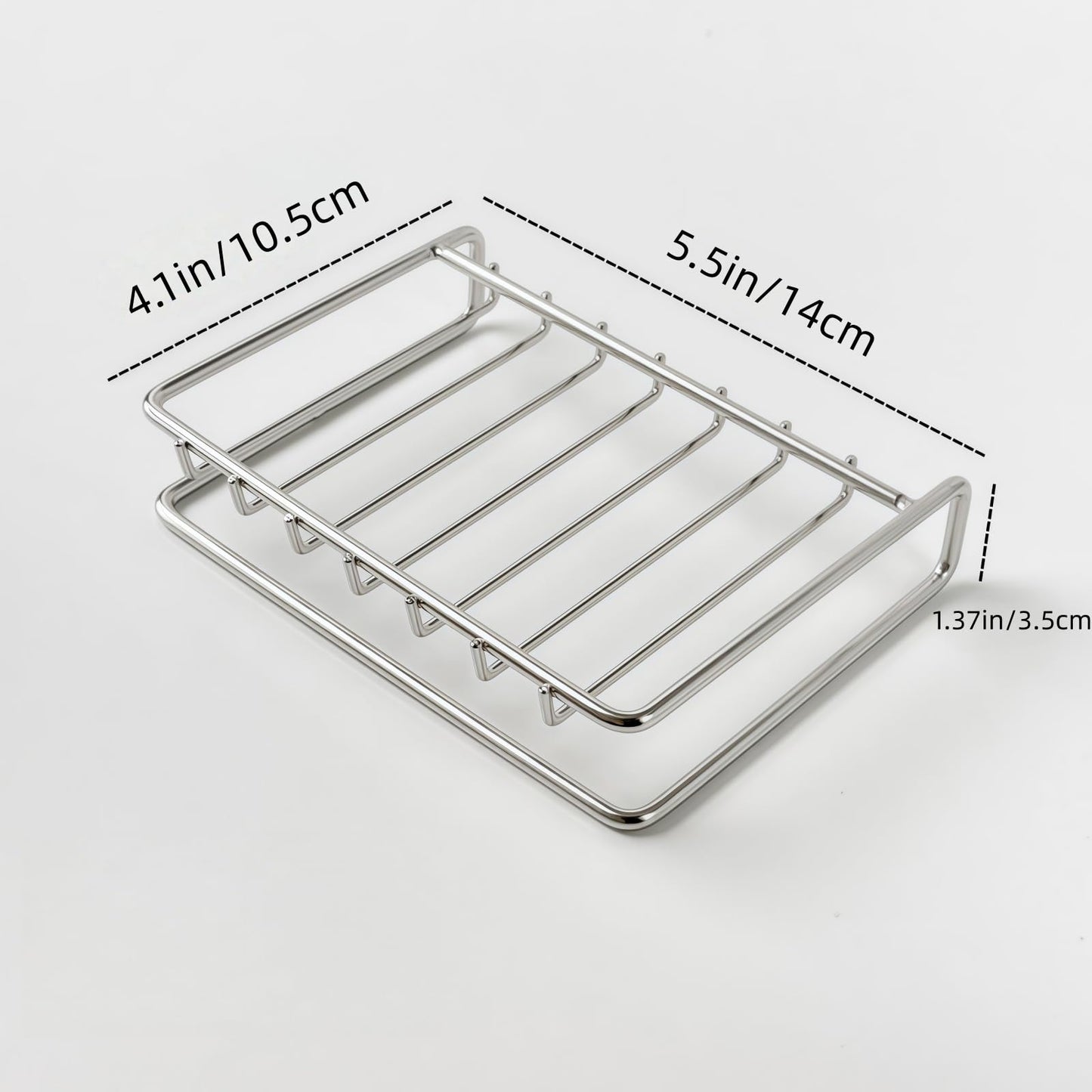 Double-Layer Stainless Steel Soap Dish with Self-Drainage Design, Anti-Slip and Raised Guardrail – Suitable for Bathroom, Bathtub, and Kitchen Sink (Soap Not Included, Soap Rack + Draining Tray)