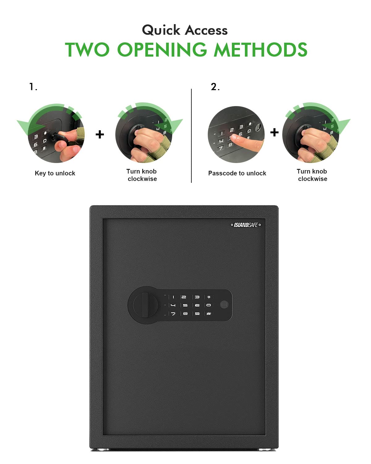 ISLANDSAFE Small Home Safe Box Deluxe Digital Electronic Keypad Lock Safes 1.7 Cuft Cabinet Safes Security Lock Box for Office Hotel Dorm Cash Money Jewelry (1.7 Cubic Feet Black)
