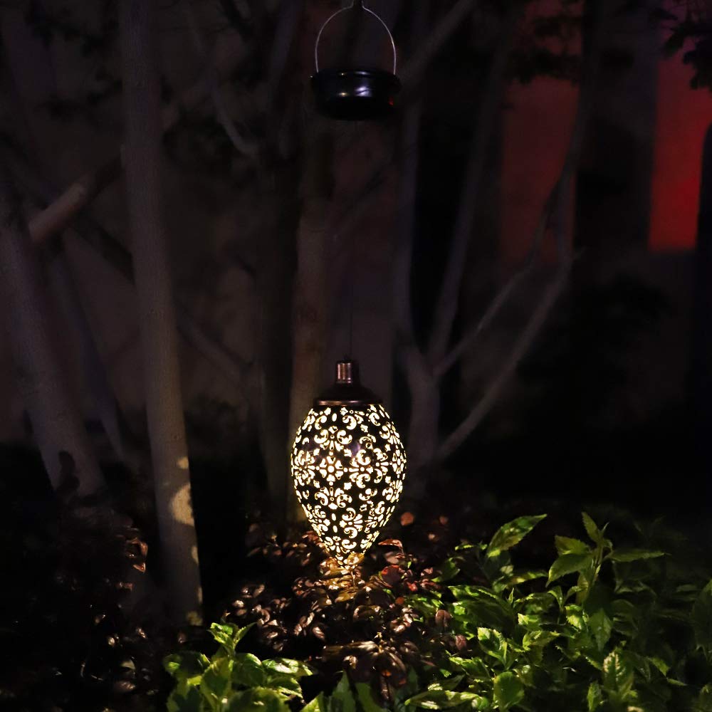 Solar Lantern Light Outdoor Hanging Garden Lights Metal Lamp Outdoor Decorations for Patio Yard,Porch,Lawn,Courtyard,Art Garden Accessories