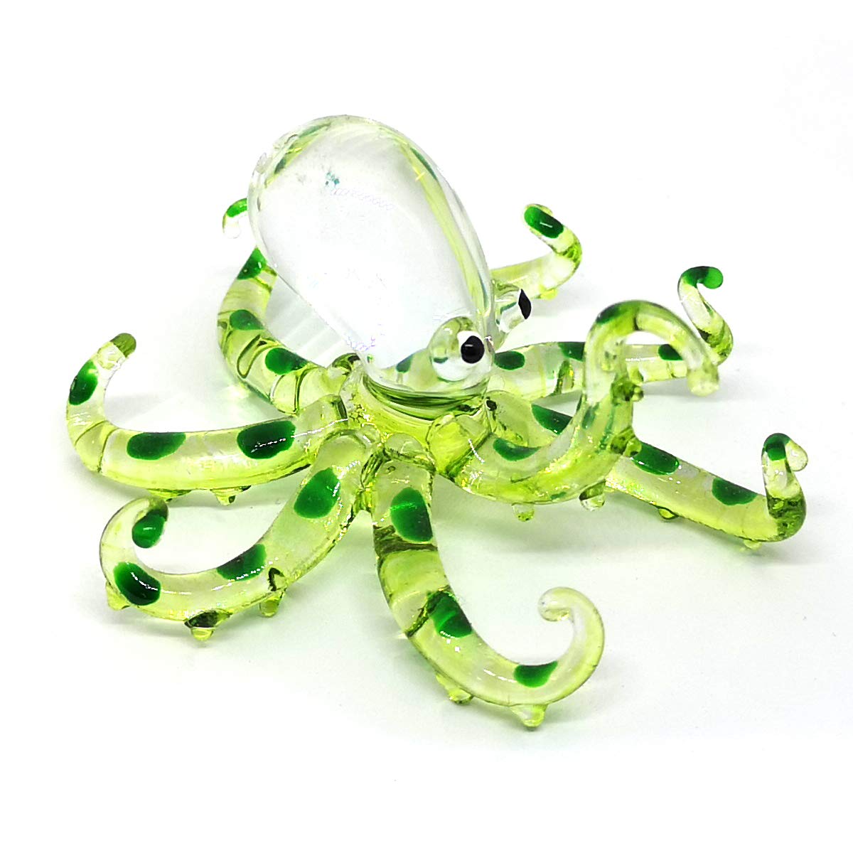 ZOOCRAFT Hand-Blown Glass Octopus Figurine, Lampwork Ocean Sculpture for Coastal Shelf & Desk Display — Artisan Gift for Marine Life Lovers, Scuba Divers & Aquarium Enthusiasts