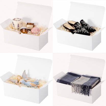 UnicoPak 10 Pack 10x5x4 Gift Boxes, White Gift Boxes for Presents Bridesmaid Proposal Box, Ideal for Birthday Gifts Christmas Gifts Party Favors Homemade and Business