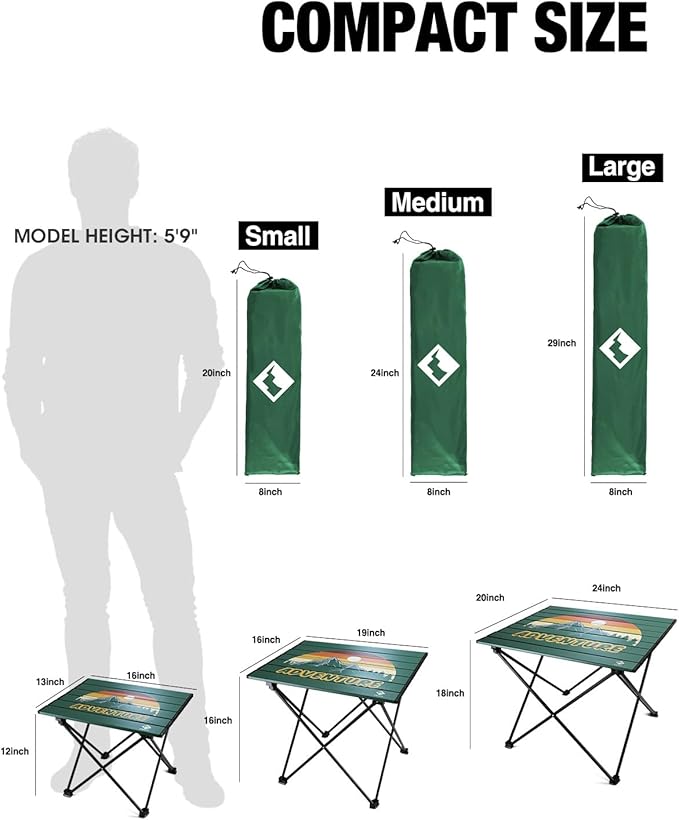 VILLEY Portable Camping Side Table, Ultralight Aluminum Folding Table