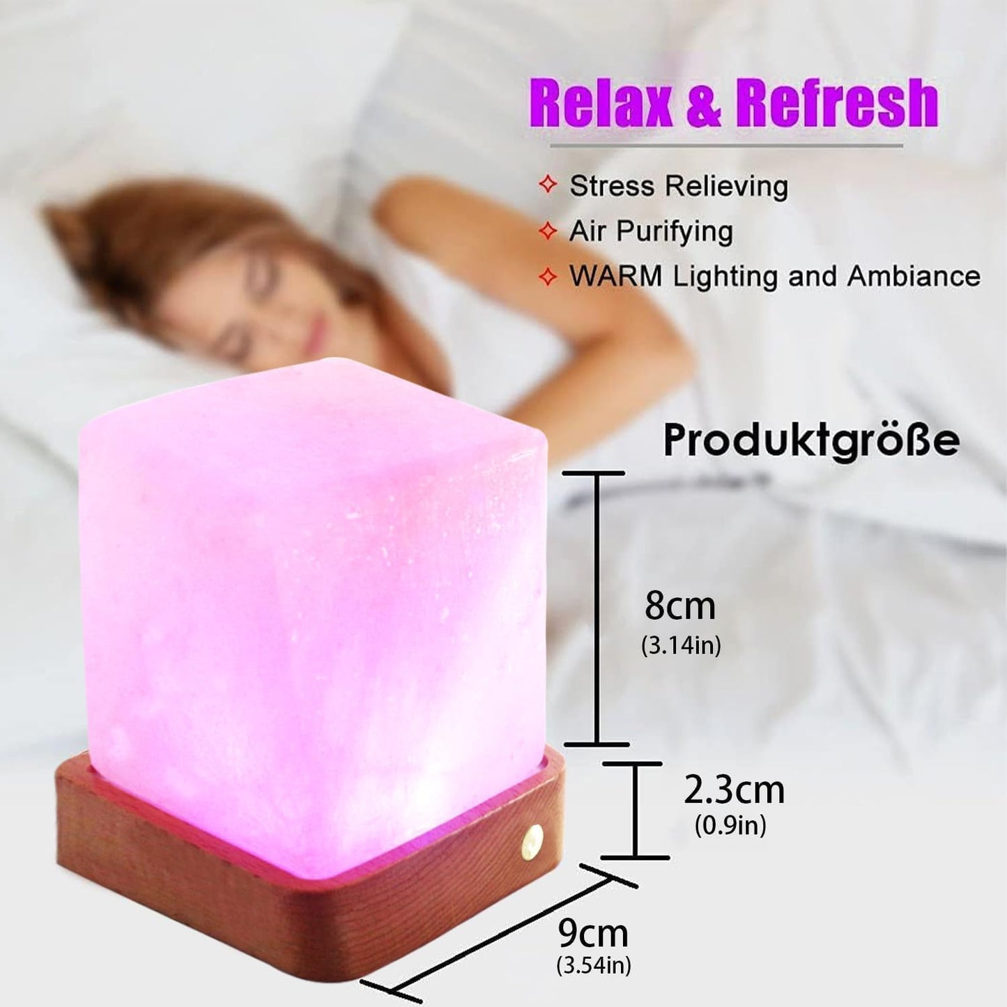 TAOHUA GARDEN Natural Himalayan Cordless Salt Lamp Rock Crystal Rechargeable（Built-in Battery） Remote Control 15colours Decorative Present for Friend