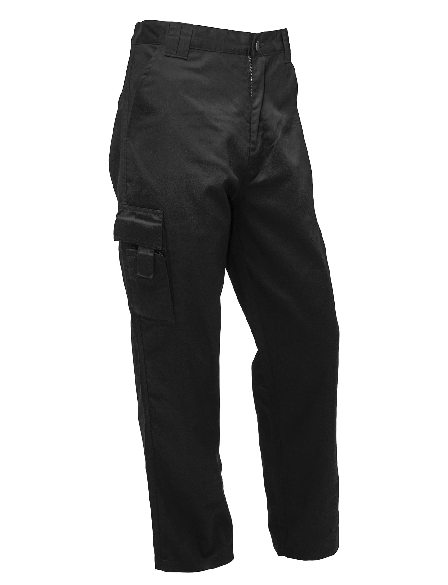 FNT Workwear Black Multi Pockets Men Cargo Combat Work Trousers Work Pants with Button & Zip Fly (32W / 29L, Black)
