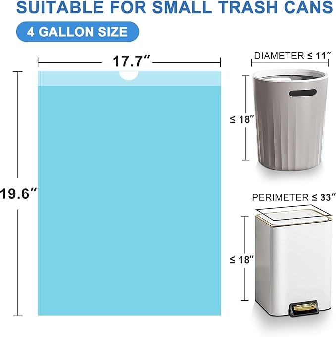 4 Gallon Trash Bags Drawstring 100 Count, JUKFITA Strong Small Garbage Bags
