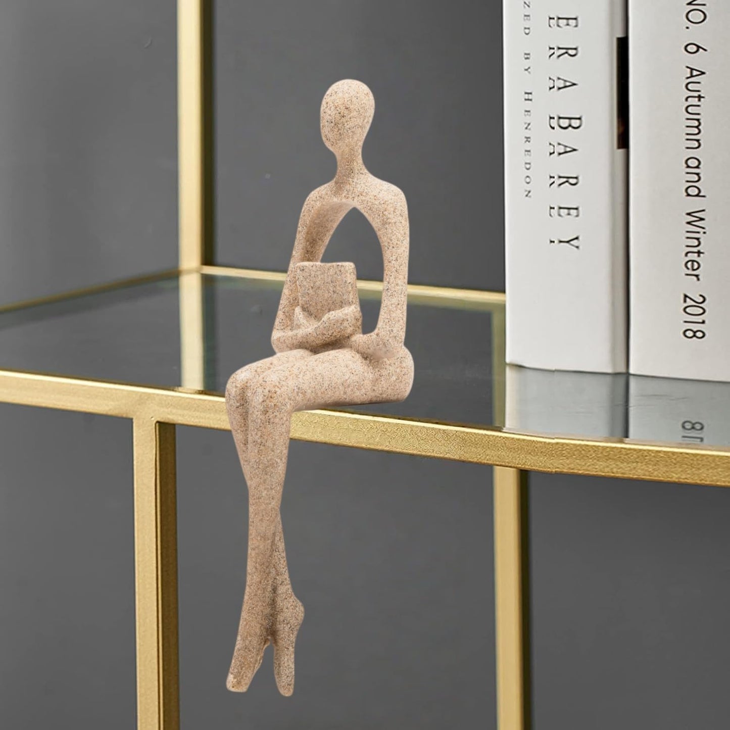 Gold Home Decor Thinker Statue Accents, Set of 3 Thinker Sculptures Office Decor Modern Abstract Resin Decoration on Shelf Table Desk for Living Room Office Bedroom Bookshelf Decor (Large)
