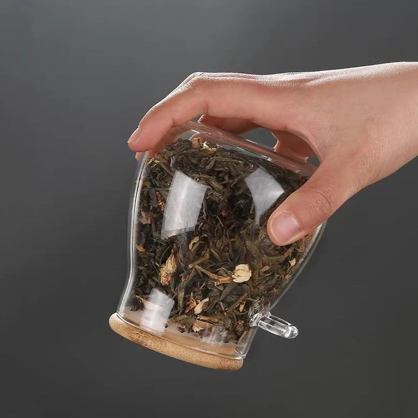 wangsdjy Glass Storage jars with Bamboo Lids and Spoon -16 oz Airtight Storage Containers Glass jar,Wide Mouth,Leak-Proof,Comes Suitable for Coffee Beans, Tea Leaves,Grains, Dried Fruits (Small2PCS)
