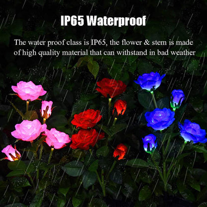 Solar Garden Stake Lights, Rose Flowers Lights LED Solar Stake Lights with 5 Roses Waterproof for Garden, Yard, Christmas Pathway, Grave Decor