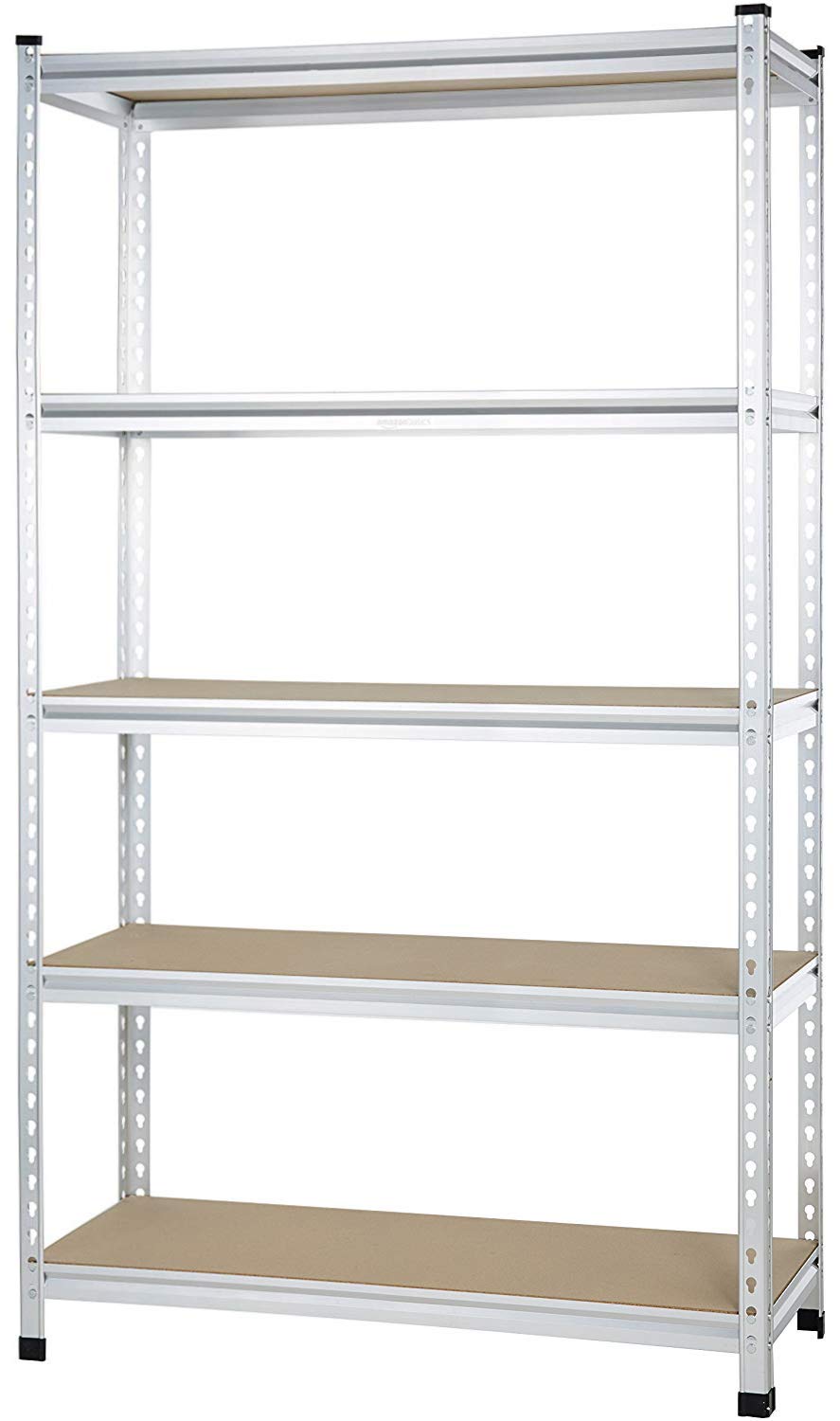 Amazon Basics 5-Tier Medium Duty Garage Shelving Unit, Sturdy Adjustable Storage Shelves, Easy to Assemble, 48" x 18" x 72", Aluminum