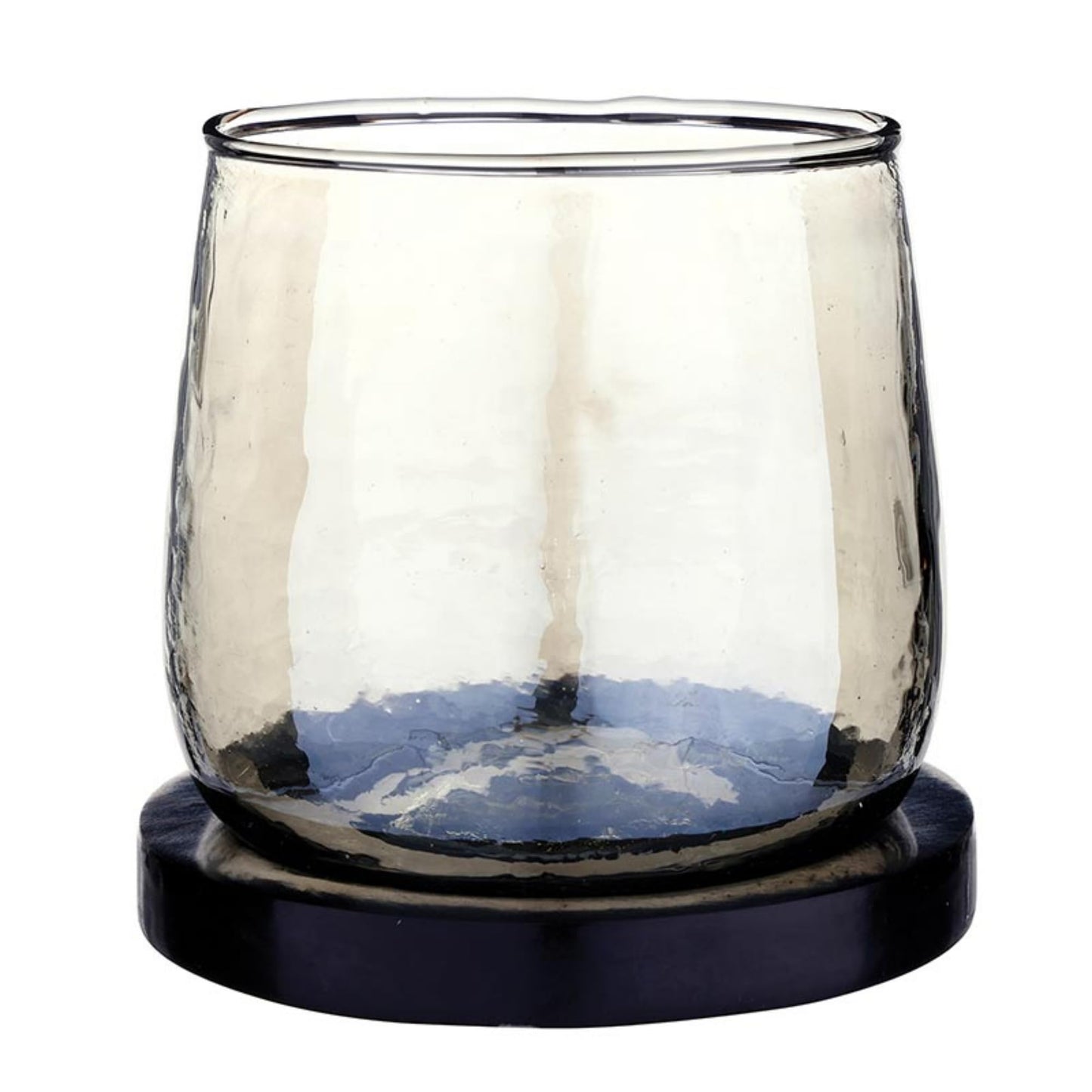 47th & Main Smoky Glass and Marble Candle Holder Eclipse Hurricane Decorative Candle Holder for Dining Table Centerpiece, Small, Smoky