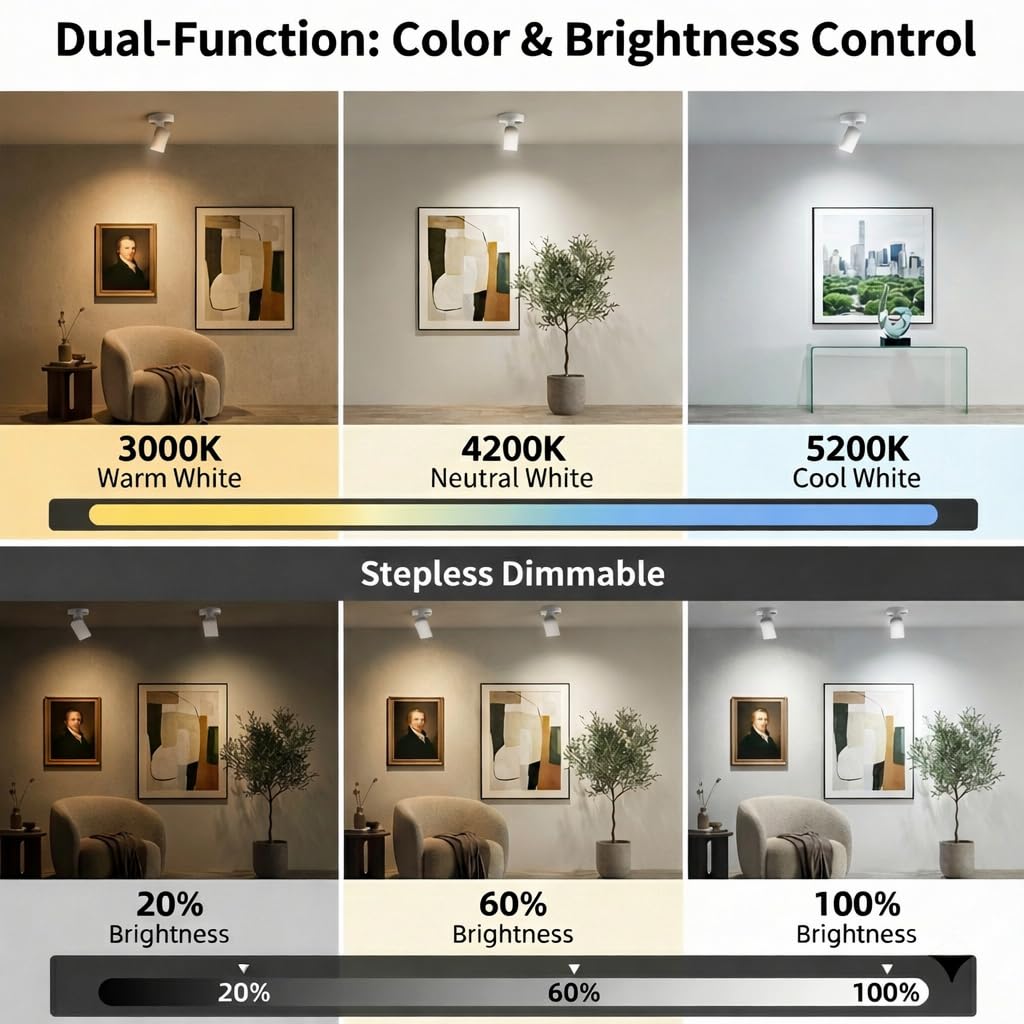Lsoppn Magnetic Rechargeable Picture Light 2 Pack, Wireless Art Spotlight with Remote & Touch Control, 3 Color Temps Dimmable Wall Light, 2000mAh Battery Accent Lighting for Painting, Gallery, Display