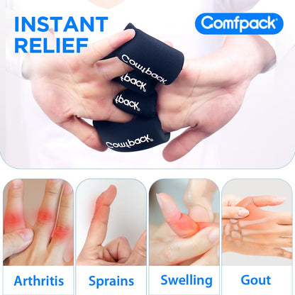 Comfpack 4PCS Finger Sleeves Gel Ice Pack for Pain Relief, Reusable Hot Cold Compression Finger Brace Ice Packs for Injuries, Trigger Finger, Arthritis, Knuckle Immobilization, Gout, Sprain