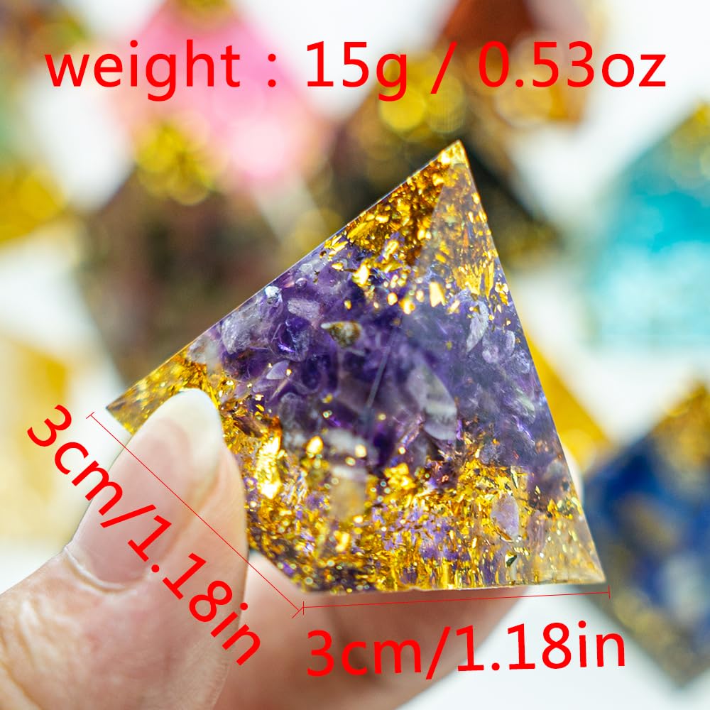 AierCrystal (1.18inch-12pcs Natural Healing Crystal Pyramid Set —Feng Shui Home Decoration, Chakra Balancing Purification, Energy Healing Meditation Tool, Home Ornament(3cm Pyramid 12pcs Set)