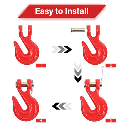 Lechansen 1/2'' G80 Clevis Grab Hook,10 Pack Grade 80 Chain Hooks 1/2 Inch Heavy Duty, 12,000 Lbs Working Load Limit Tow Hooks Transport Chain Hooks for G80 Binder and Chains - Red