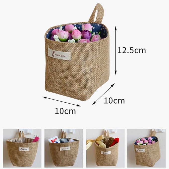 4 Pack Wall Hanging Storage Bags Hanging Storage Bags Cotton Linen Storage