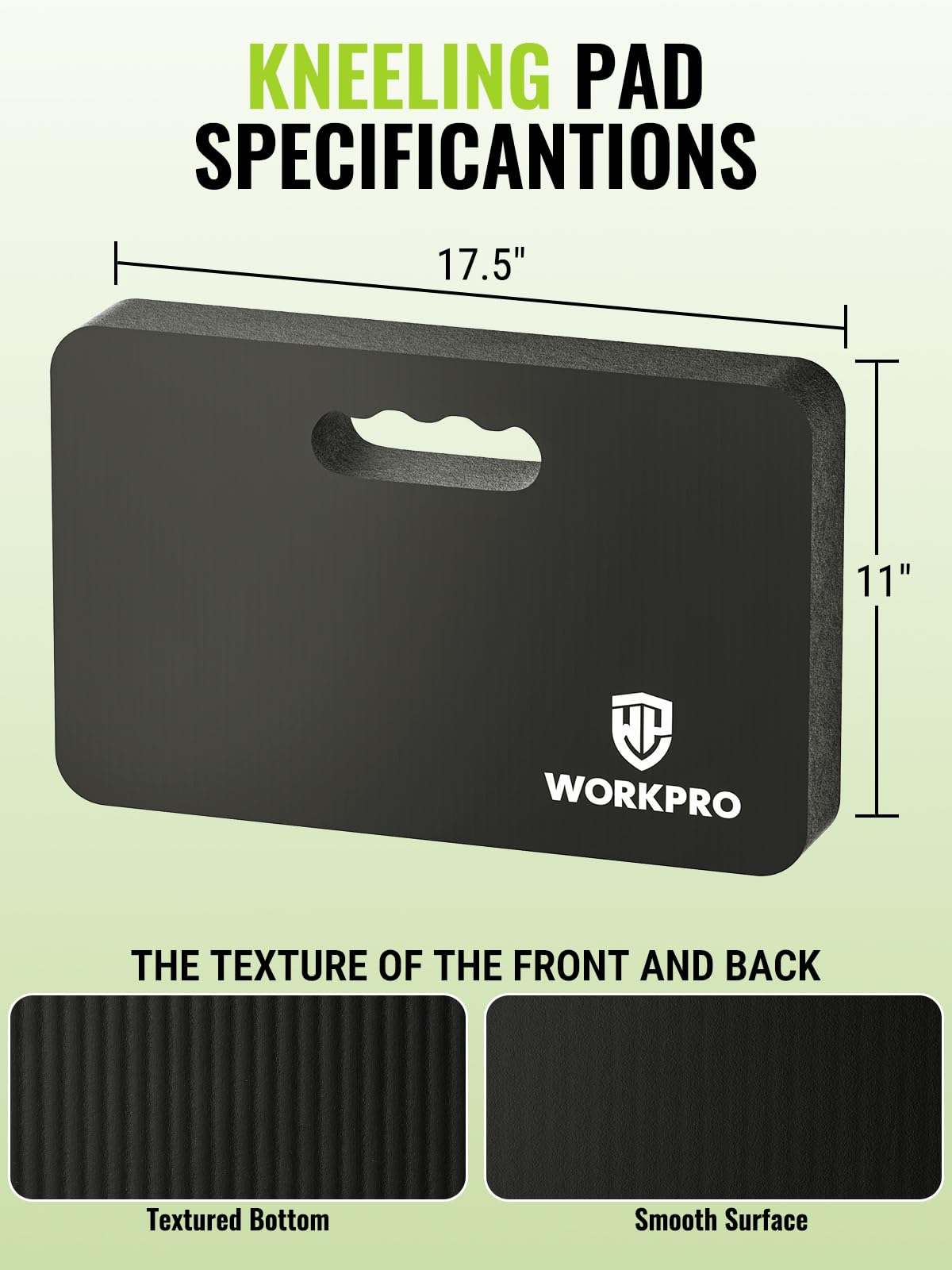 WORKPRO Extra Thick Kneeling Pad, Soft NBR Foam Cushioning for Knee, Large Foam Kneeler Mat for Gardening, Bathing Baby, Exercise, Workout Supplies, 17.5 x 11 x 1.5 in, Black