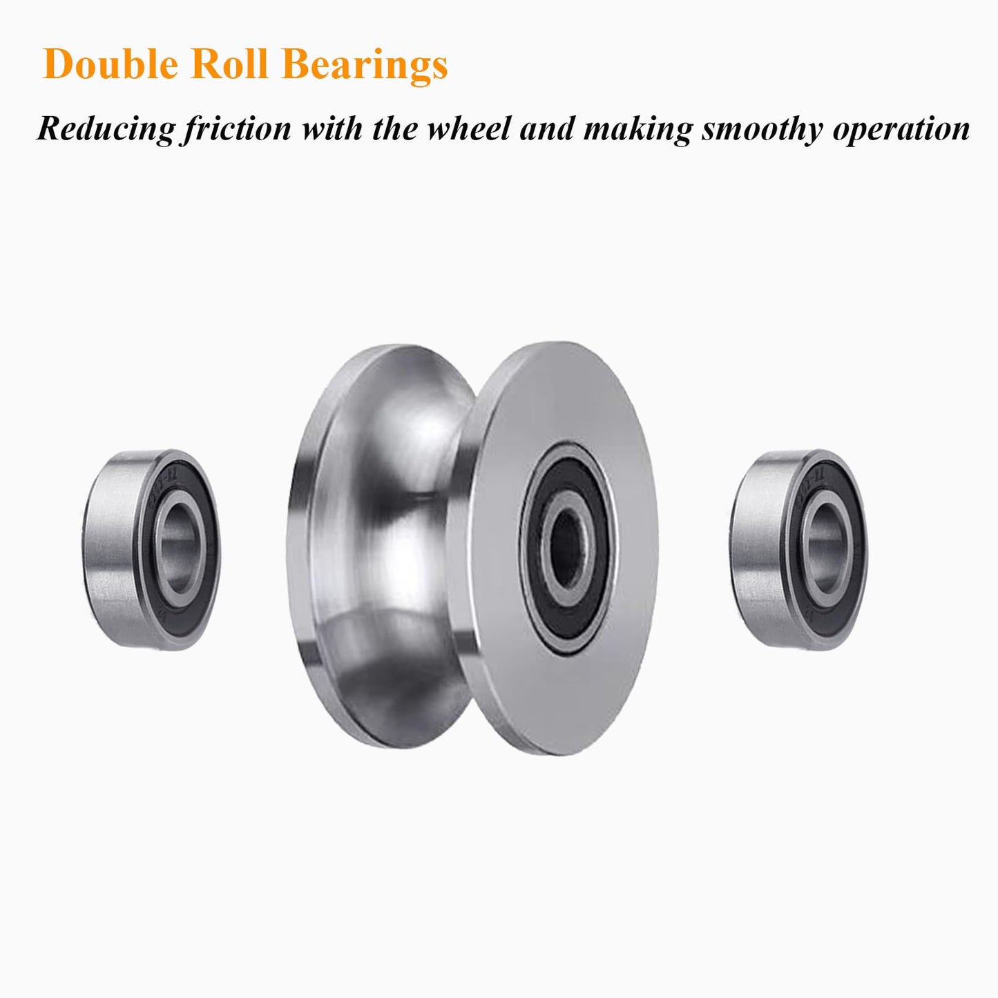 Sliding Gate Rollers Stainless Steel U Groove Wheel Heavy Duty Cable Pulley Block U Shaped Rail Gate Wheels Quiet and Smooth Operation Plate Caster with Bearing for Barn Door Track