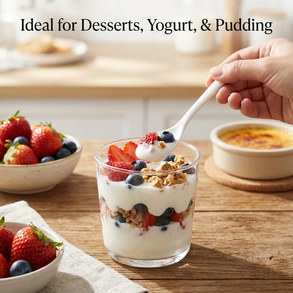 PTORIZNY 4 Pcs Demitasse Espresso Spoons, 5.43” Porcelain Coffee Spoon, Mini Sauce Spoons, Small Ceramic Teaspoon, Tiny Spoon for Dessert Appetizer Tasting Ice cream and Yogurt (White)