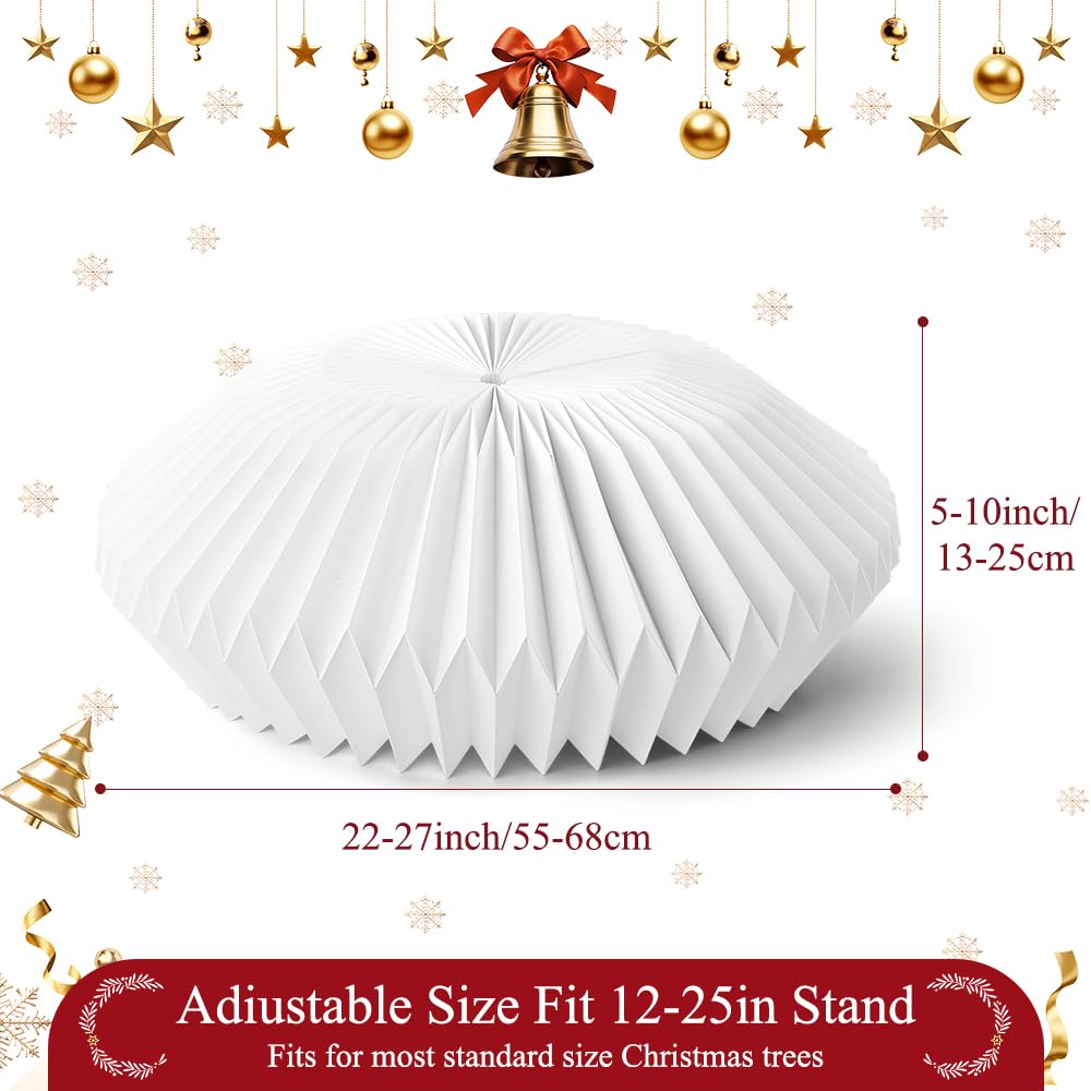JOICEE Honeycomb Christmas Tree Collar,Foldable Paper Christmas Tree Ring Modern Tree Base Cover Basket Skirt Collars for Artificial Trees Christmas Holiday Home Decoration(White)