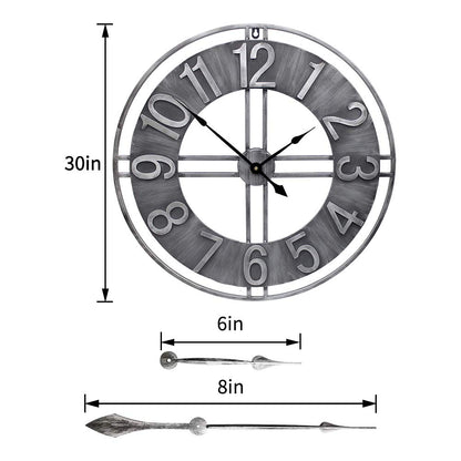 YIDIE 30 inch Large Wall Clock Decorative Solid Metal Retro Decor for Home Farmhouse Living Room