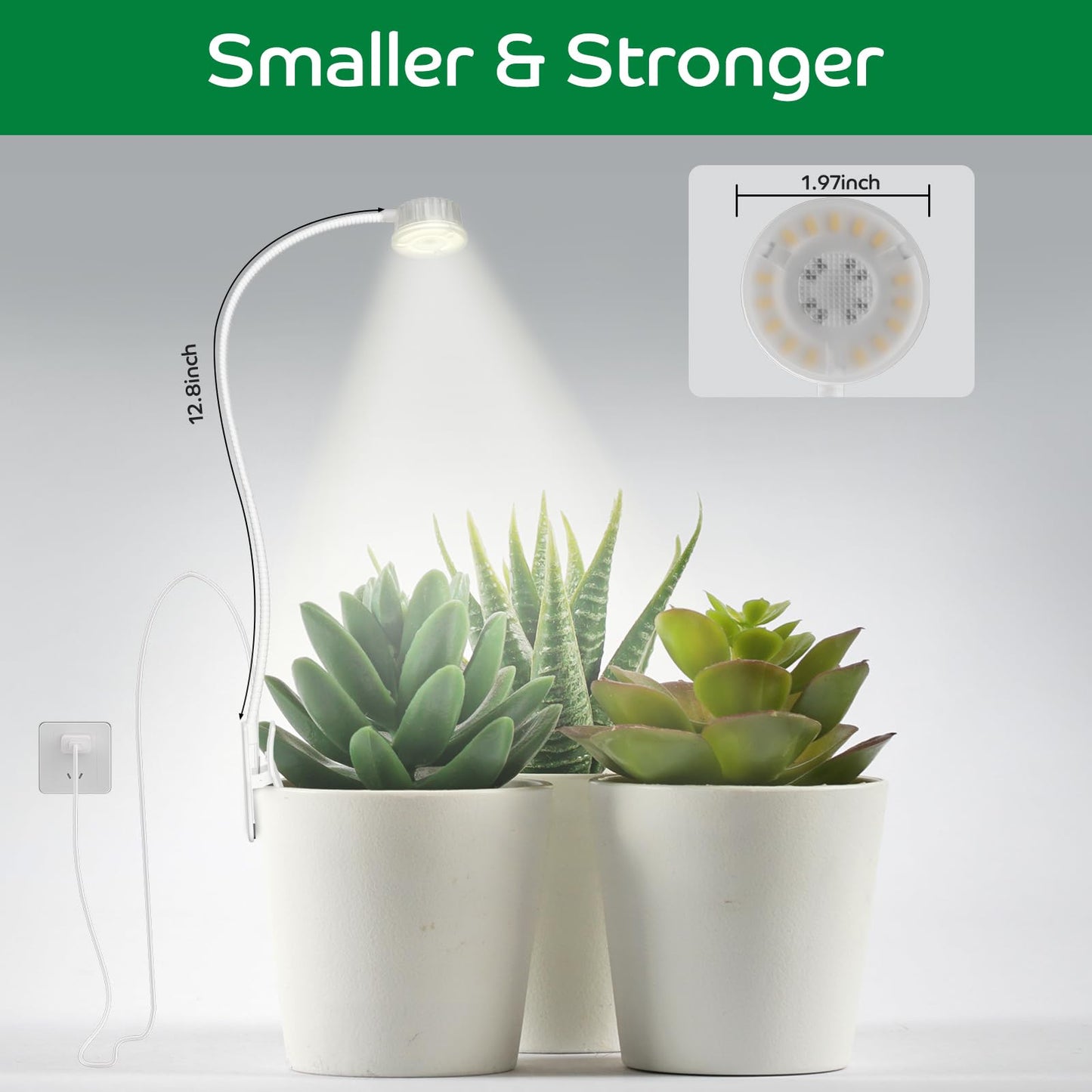 YKeluxon Grow Lights for Indoor Plants, Mini Plant Light, Full Spectrum Clip on Small Grow Lights for Indoor Growing, 10 Dimmable Auto On Off 3 9 12 Hrs Timer for Office Home
