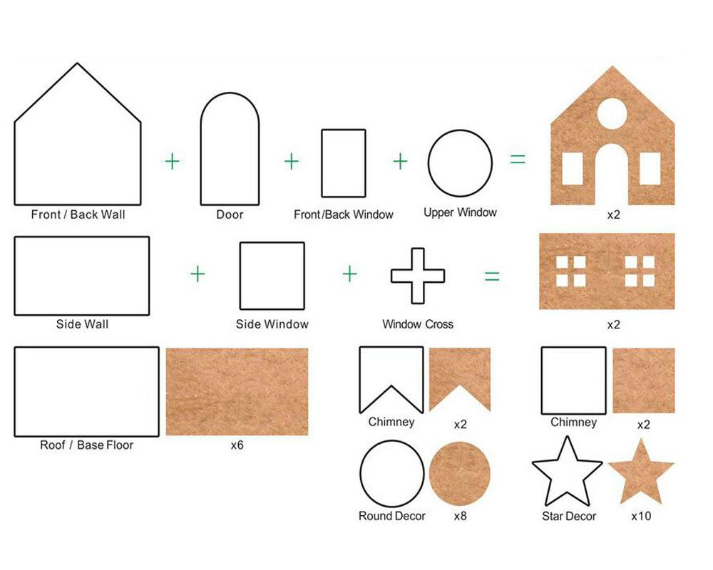 Sakolla (Set of 10) Gingerbread House Cookie Cutter Set, 3D Gingerbread House Kit Christmas Cookie Cutters for Kids Gingerbread Houses Mold Gift Box Packaging