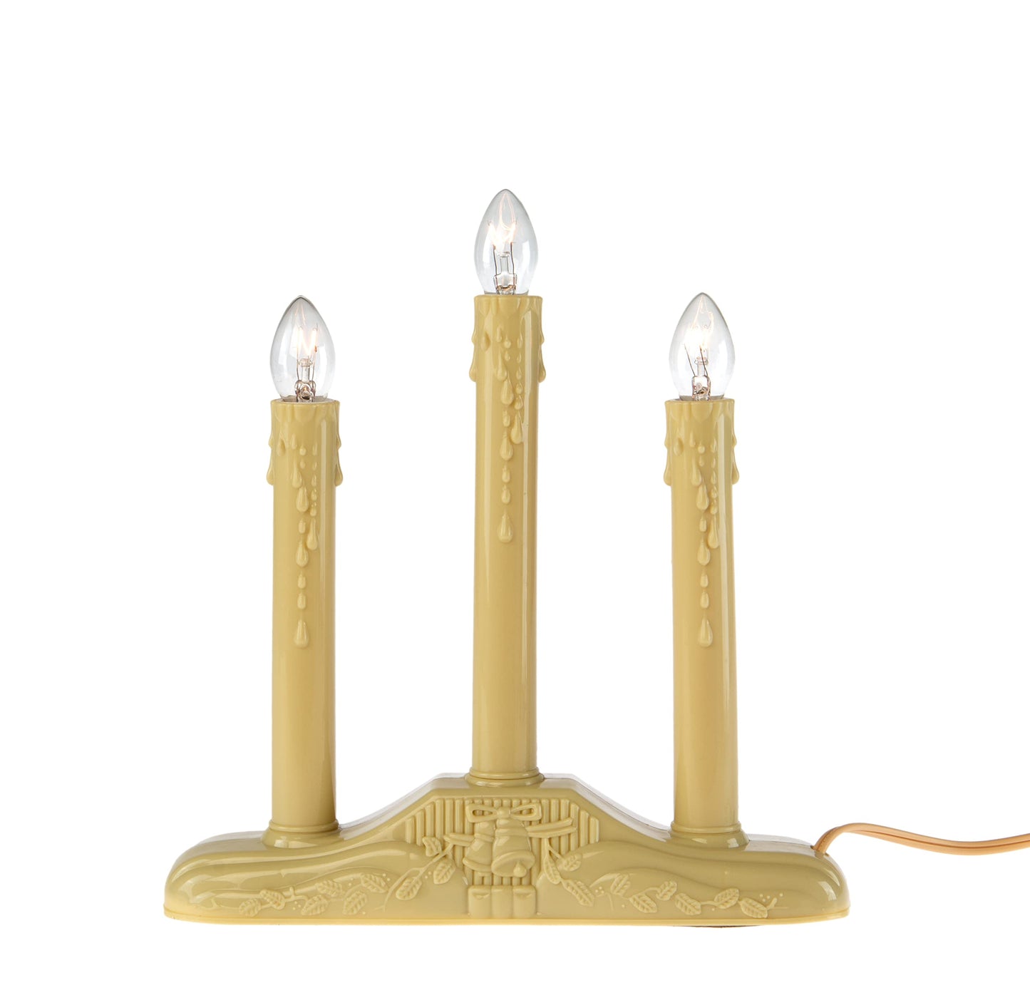 Creative Hobbies 3 Light Electric Candolier Indoor Christmas Candle Lamp, Ivory Plastic with Clear C7 Incandescent Light Bulbs