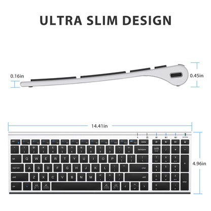 iClever BK10 Bluetooth Keyboard, Universal Bluetooth 5.1 Wireless Keyboard with Number Pad, Ergonomic Design, Multi-Device Compatibility, Stable Connection for Mac, iPad, iPhone, Android, Windows