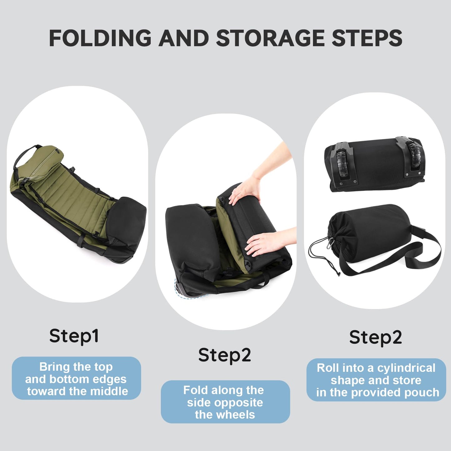 Vrtisa 85L 29“ Foldable Rolling Backpack with Wheels, Soft-side Travel Duffle Bag with Separate Shoe Compartment, Full Quilted Bottom,Army Green