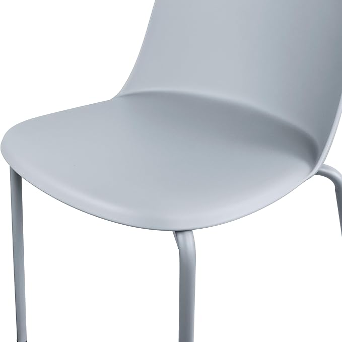 2xhome Modern Stackable Armless Dining Chair | Plastic Shell Seat with Metal Legs | Indoor or Outdoor Use | Home Kitchen Patio (1, Grey, No Padding)