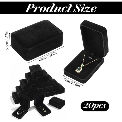 20 Pcs Necklace Pendant Box Velvet Jewelry Storage Display Case Ring Earring Pendant Jewelry Boxes Pearl Necklace Holder Gift Boxes for Christmas Wedding Engagement Birthday Anniversary(Black)
