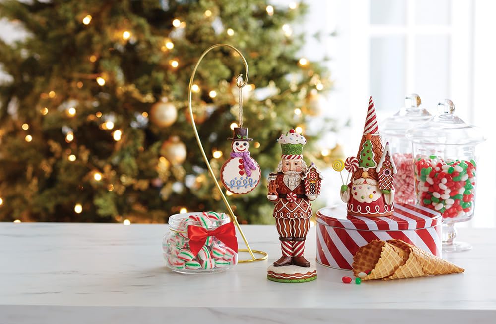 Enesco Jim Shore Heartwood Creek Gingerbread Christmas Snowman Hanging Ornament, 4.5 Inch, Multicolor