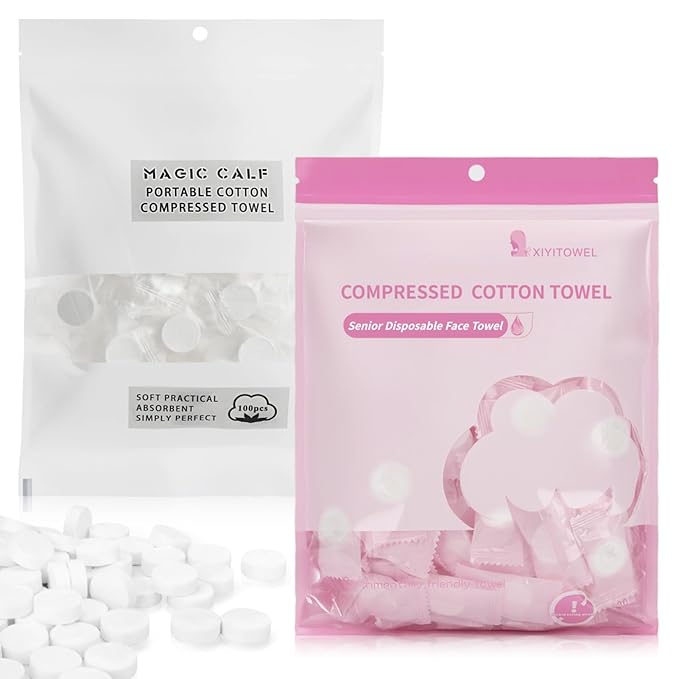Classycoo 200 PCS Disposable Compressed Towels Tablets- Individually Wrapped