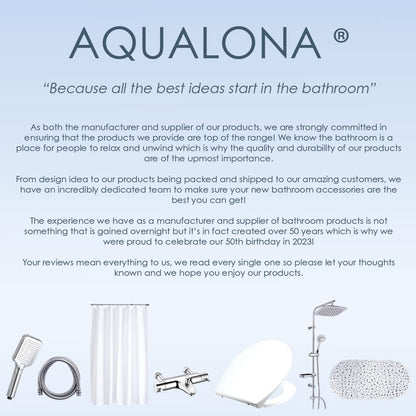 AQUALONA® Premium Thermoplastic Toilet Seat - Soft Close - Hard-Wearing Seat with One Button Hinge Release - Click, Lift & Clean Technology - Top and Bottom Fittings (White - Oval Shaped)