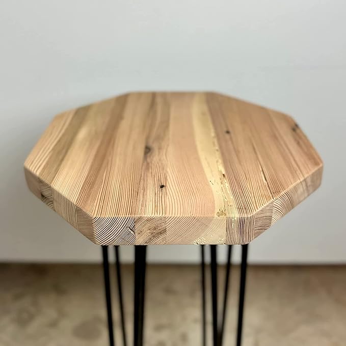 Modern Timber Craft Reclaimed Wood Hairpin Leg Table | 16" Rustic Small