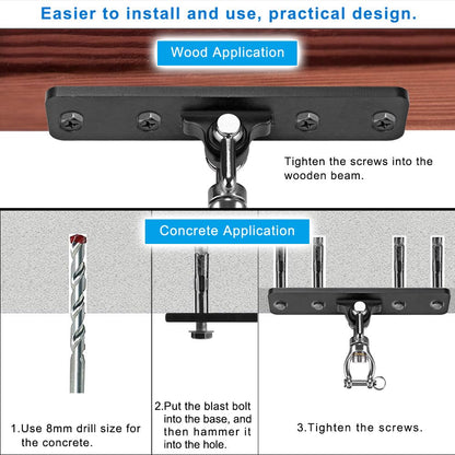 Dolibest Heavy Duty Swing Hanger, Swing Set Accessorie for Indoor Outdoor Playground, Porch Swing Hanging Kit for Wooden and Concrete Set with 4 Wood Screws and 4 Expansion Bolts, 900LB .
