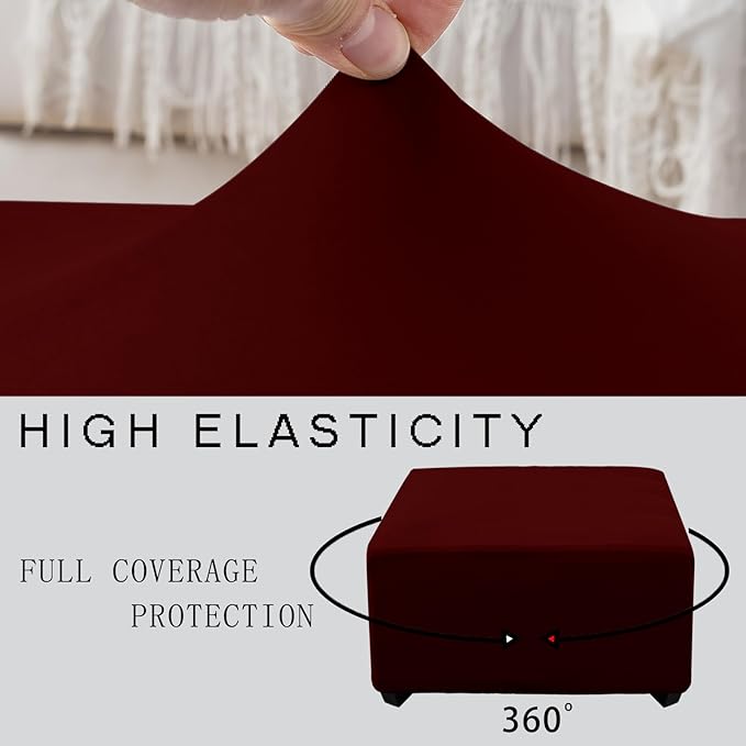 Super Stretch 40x40x15 inch Square Ottoman Cover- Soft Form Fit Ottoman Cover