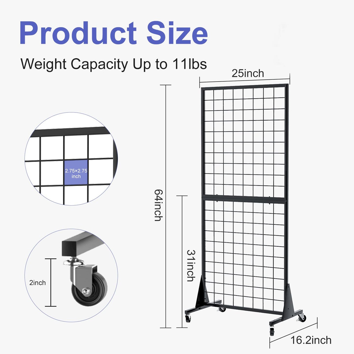 DEYEGELEA 4-Pack 2'x5.5' Ft Gridwall Panel Display Stands Heavy Duty Floor Standing Retail Display Rack with Triangle Base for Retail Art Show With 20 Hooks