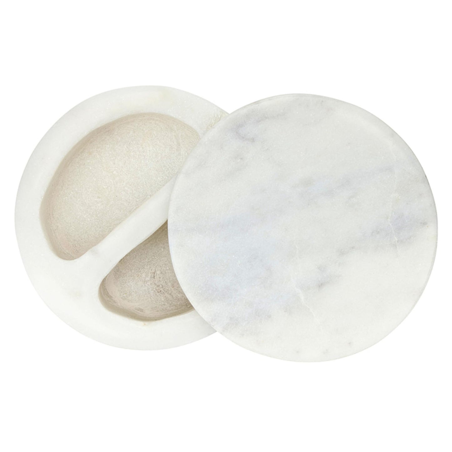 Santa Barbara Design Studios Salt Cellar - Handcrafted Marble Salt Dish with Lid, 3" Diameter x 2" Tall, White Grey